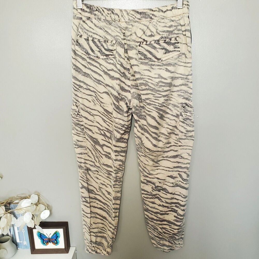 Pam & Gela Jogger Pants Womens Size Small Tiger Stripe Elastic Waist Cargo Brown - Picture 3 of 12